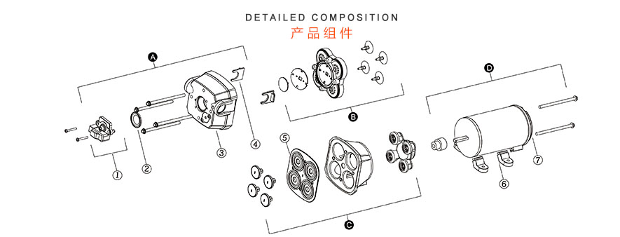 41系列隔膜泵(长款)产品组件图